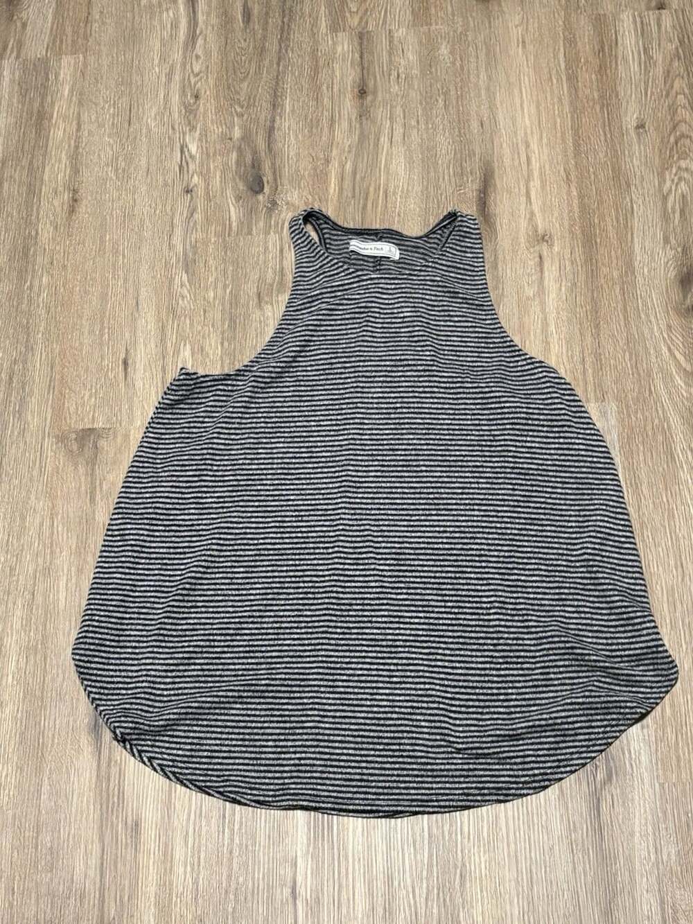 Abercrombie Fitch Women's Striped Racerback Tank Top Black Gray - Size L